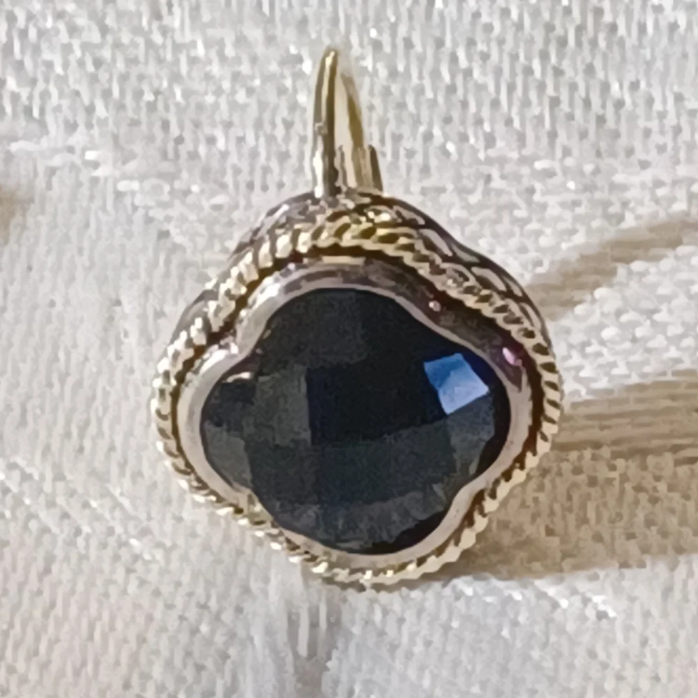 Andrea Candela Clover Black Onyx Earrings, Sterling Silver & 18k - Picture 2 of 8